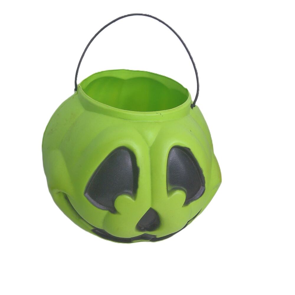 Vintage General Foam Green Pumpkin Trick Or Treat Pail